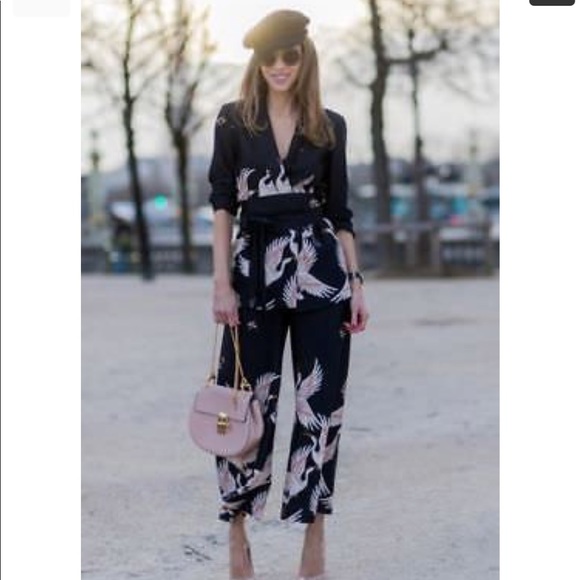 SOLD!  Zara Stork Printed Kimono Culottes Pants - Picture 7 of 8